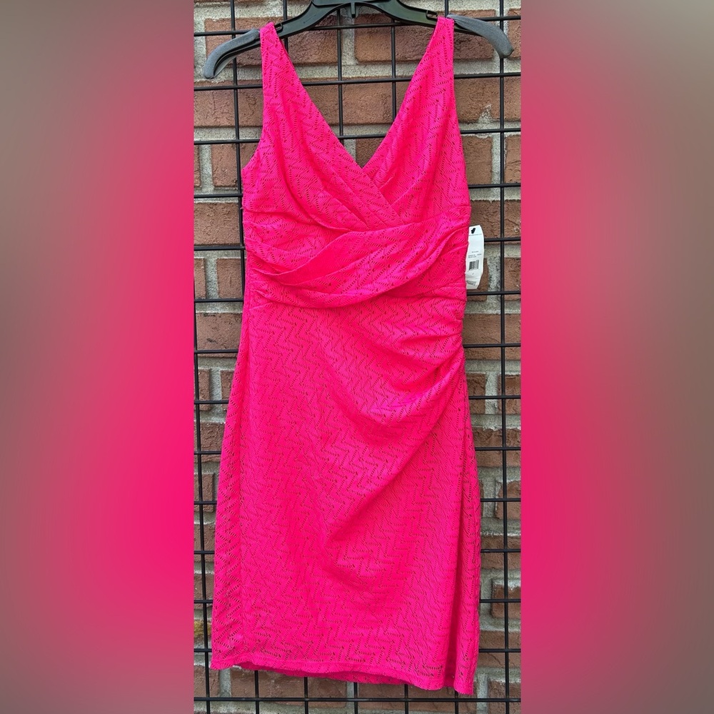 American Living Hot Pink Strapless Lace Sheath Dress NWT